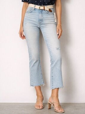 Pistola Lennon High Rise Crop Boot Jeans Essence Light Wash Raw Hem Size 26 NWT